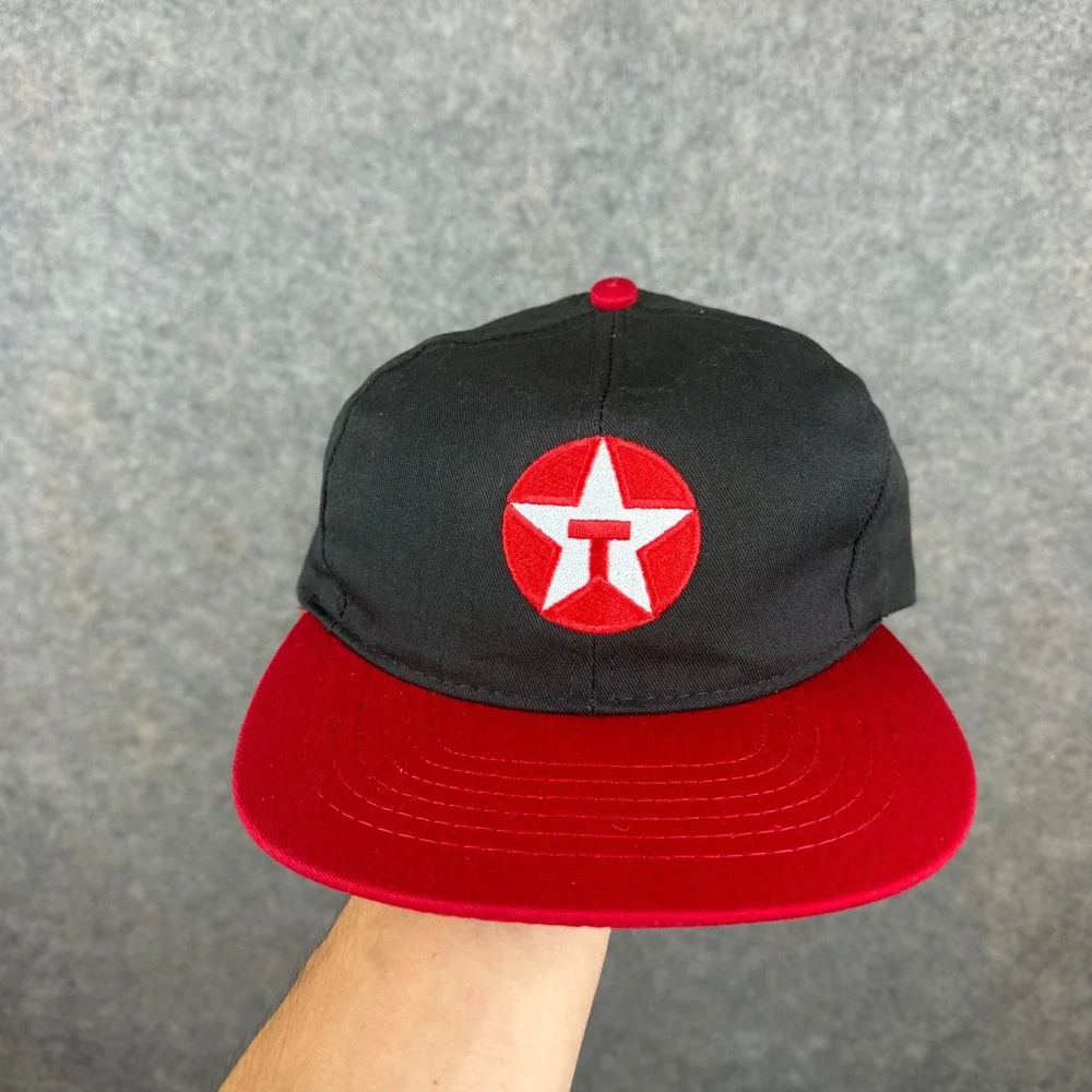 Vintage Texaco Snapback Hat Mens One Size Black Red Swingster USA Made Patch